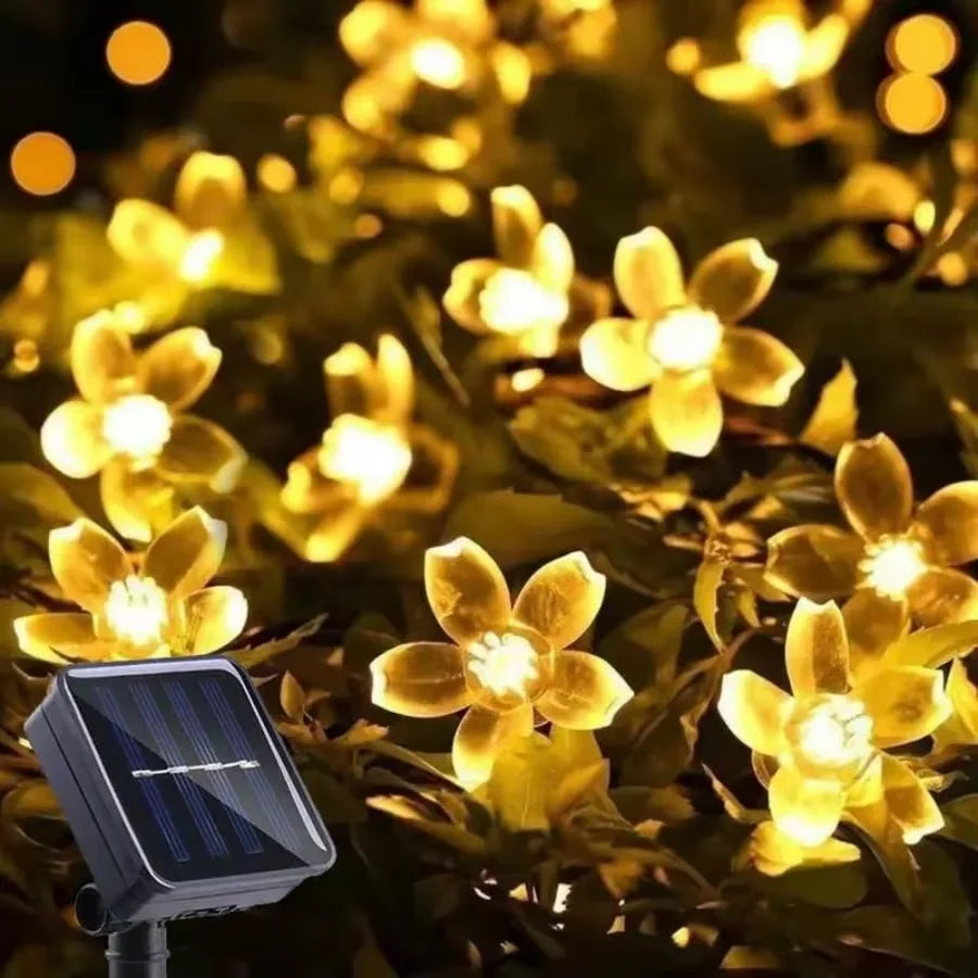 Solar Sakura String Lights 6.5M 30 LED Outdoor Waterproof Garden