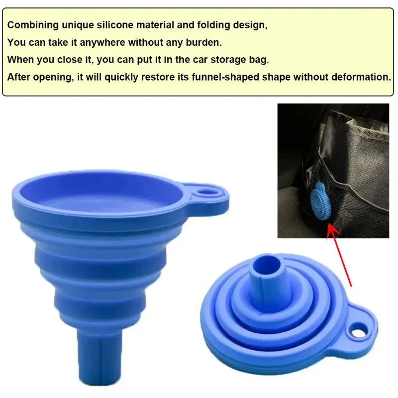 Collapsible Silicone Car Funnel – Universal Foldable Oil Funnel Automotive Funnel Peaceful Pleasures Health and Wellness