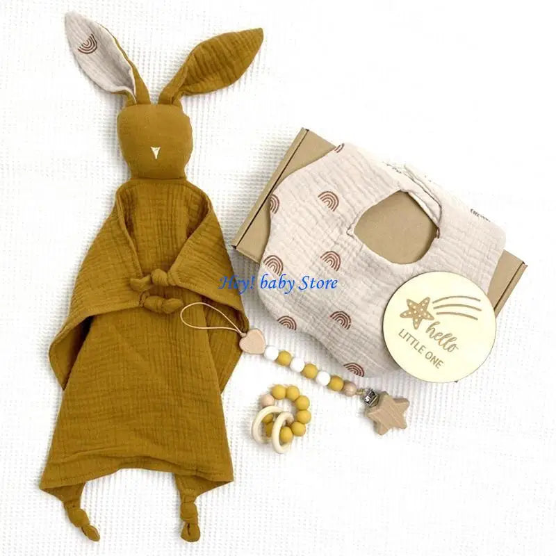 Baby Bath Toy Set – Wooden Rattle Bracelet & Silicone Teether