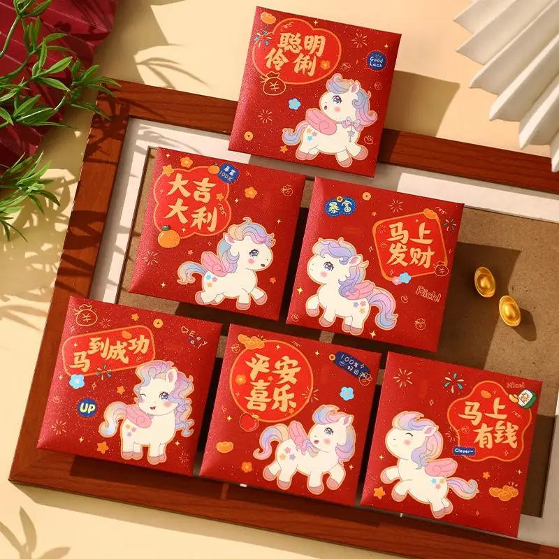 2026 Horse Year Red Envelopes – 6-Pack Lucky Money Bags