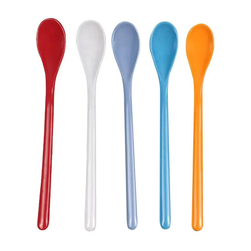 Candy Color Plastic Long Handle Dessert Spoons Dinner Tea Spoon Tableware Flatware Stirring Coffee Kitchen Scoops Soup Peaceful Pleasures Health and Wellness