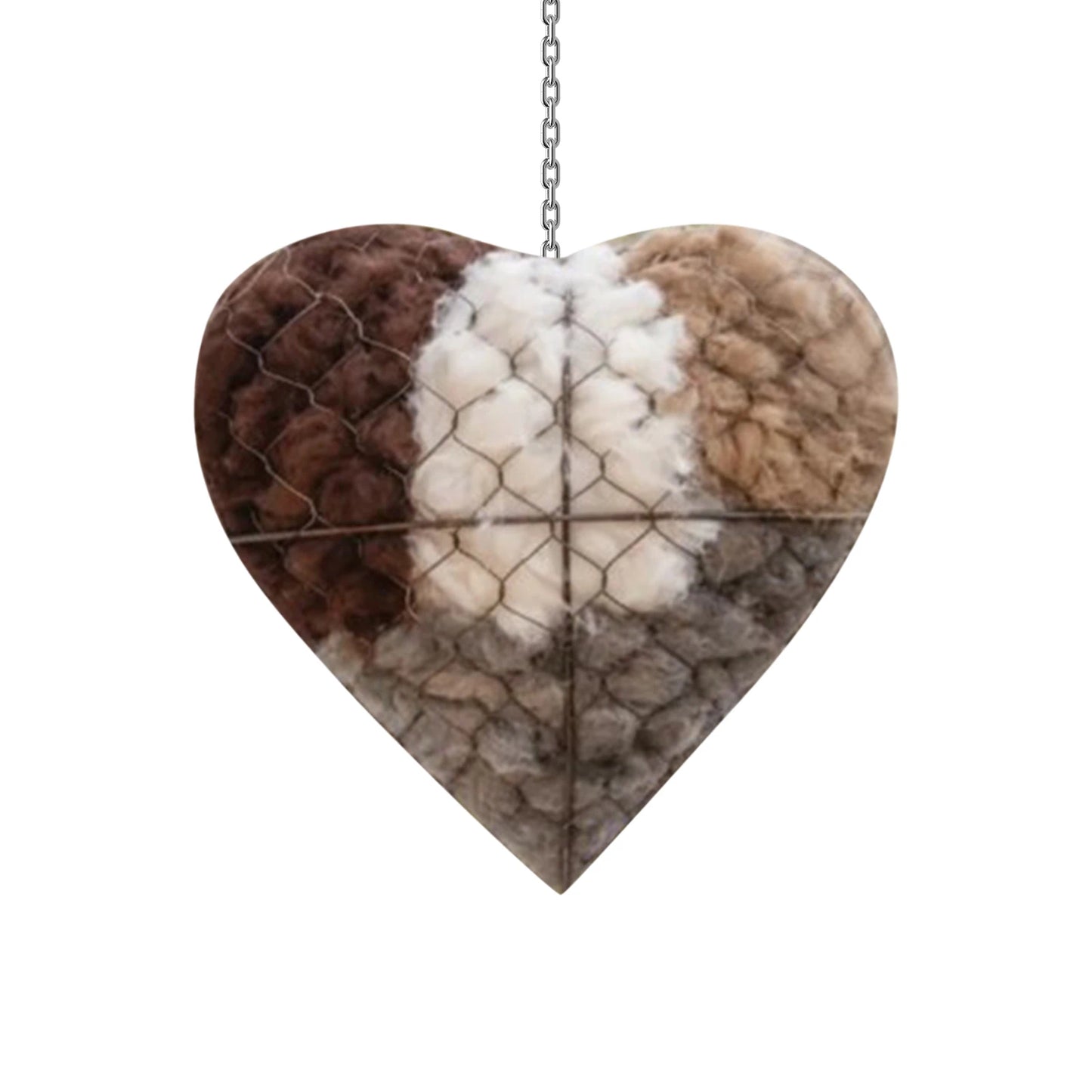Handmade Heart Bird Nesting Holder – Refillable Cotton & Wool