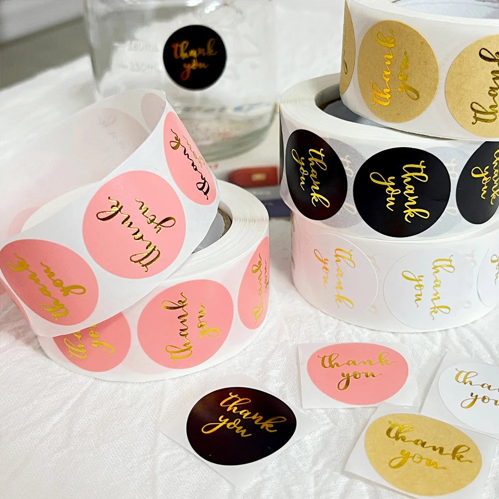 Thank You For The Stickers Stickers Pink And Black Hot Stamping Sealing Envelope Gift, Wedding Roll Up And Circular Shape Peaceful Pleasures Health and Wellness