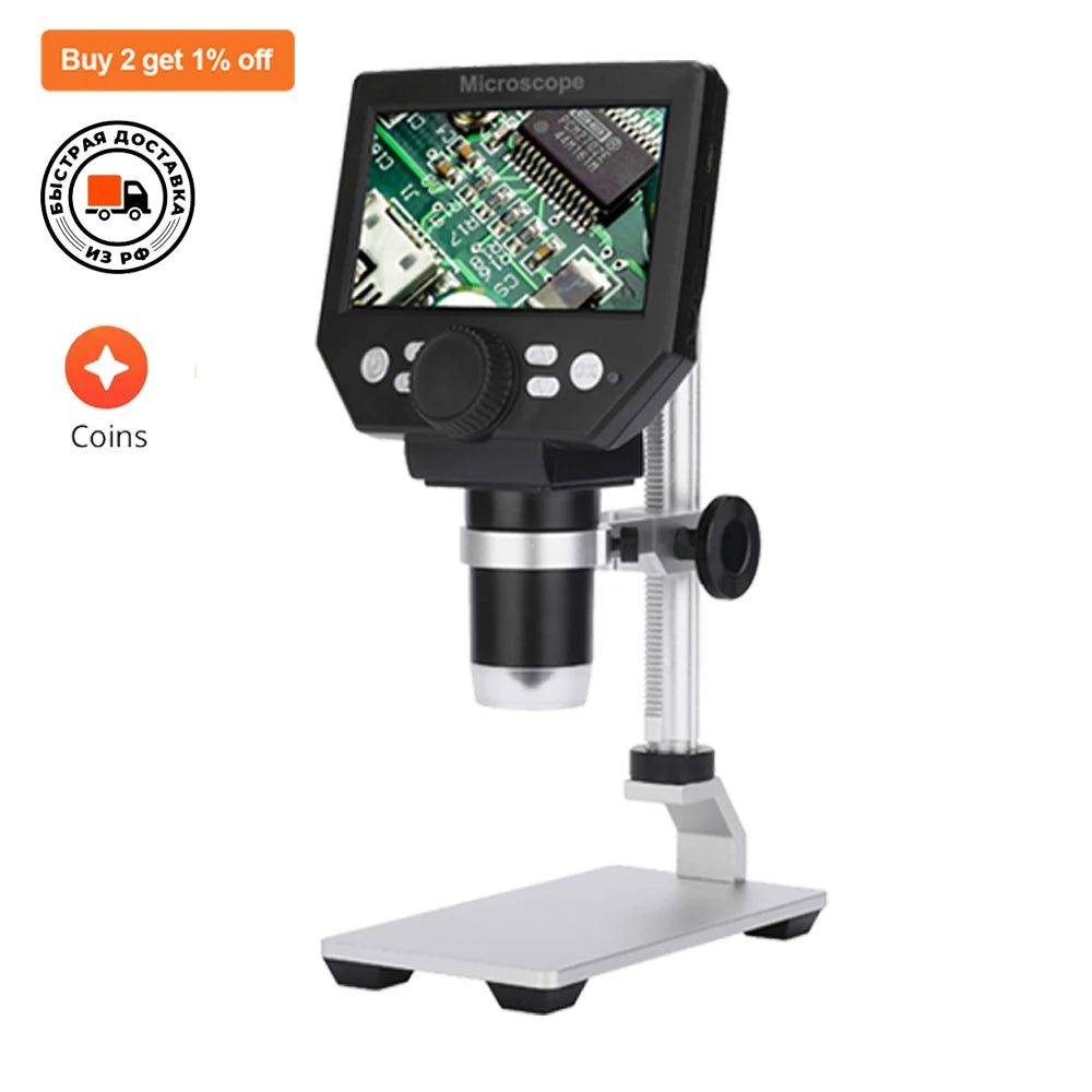 G1000 8MP Digital Microscope 1-1000X Continuous Amplification 4.3" Magnifier for Soldering Electronic Peaceful Pleasures Health and Wellness