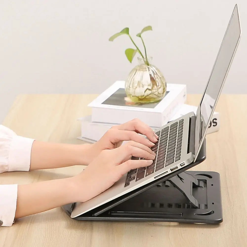 Plastic Laptop Stand With Phone Holder Non Slip Desktop Holder Portable Multiple Height Ergonomic Laptop Riser Desk Tablet Phone Peaceful Pleasures Health and Wellness