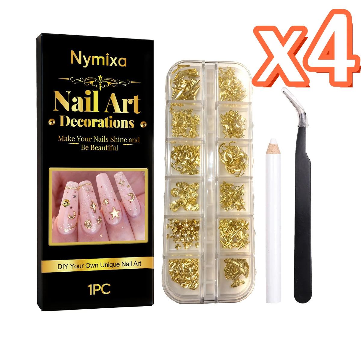 DIY Nail Art Kit for Shiny Lasting Color Designs Peaceful Pleasures Health and Wellness Decorations Kit x 4
