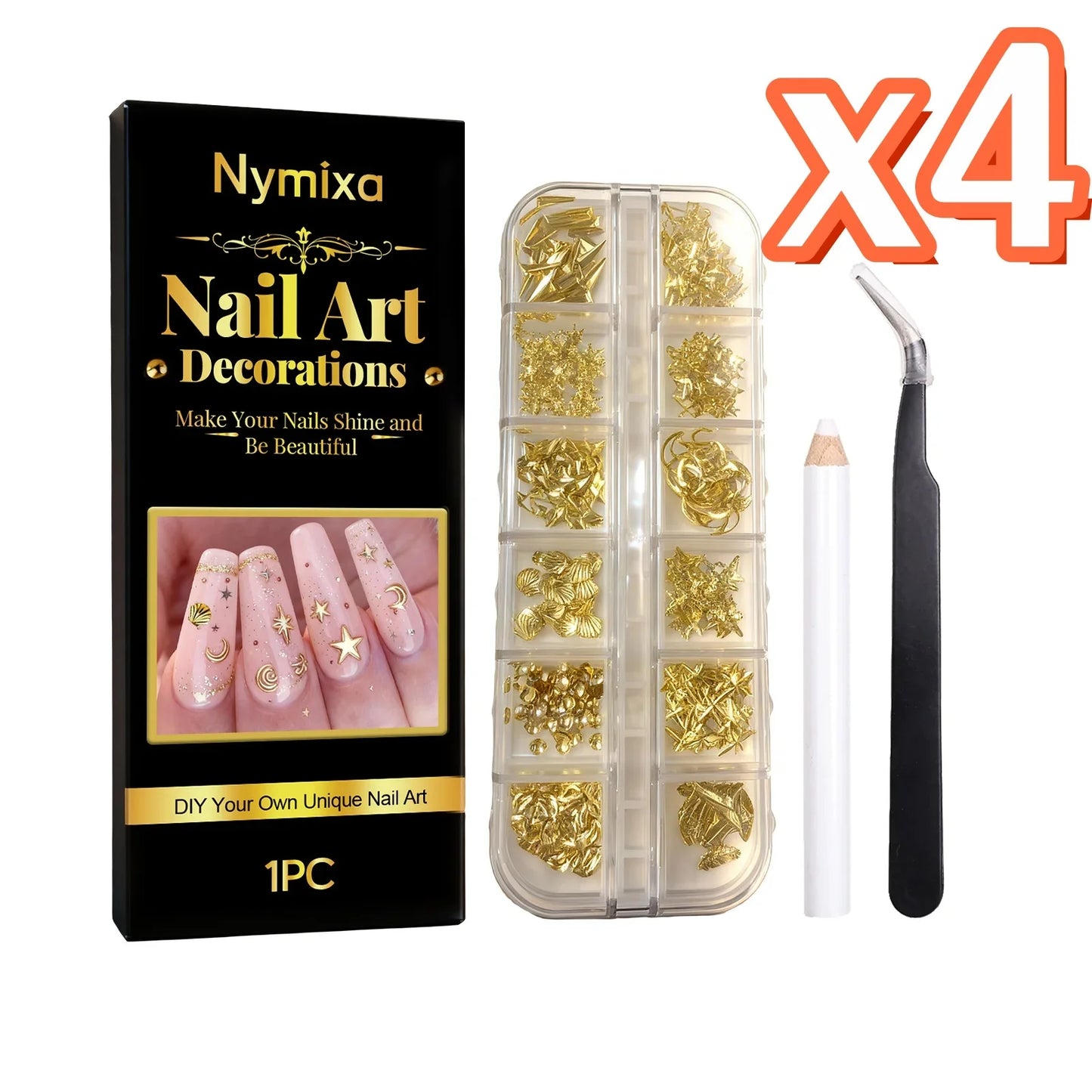 Nymixa DIY Nail Art Kit – 12 Color Pens & Glitter Decorations