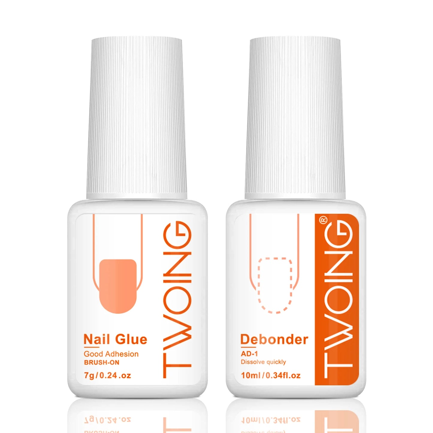 Twoing Nail Glue and Glue Remover Kit, No UV Light Needed， Fake nails plate adhesive，Quickly Removes Glue Off Fake Nail Remover Peaceful Pleasures Health and Wellness 2 bottles