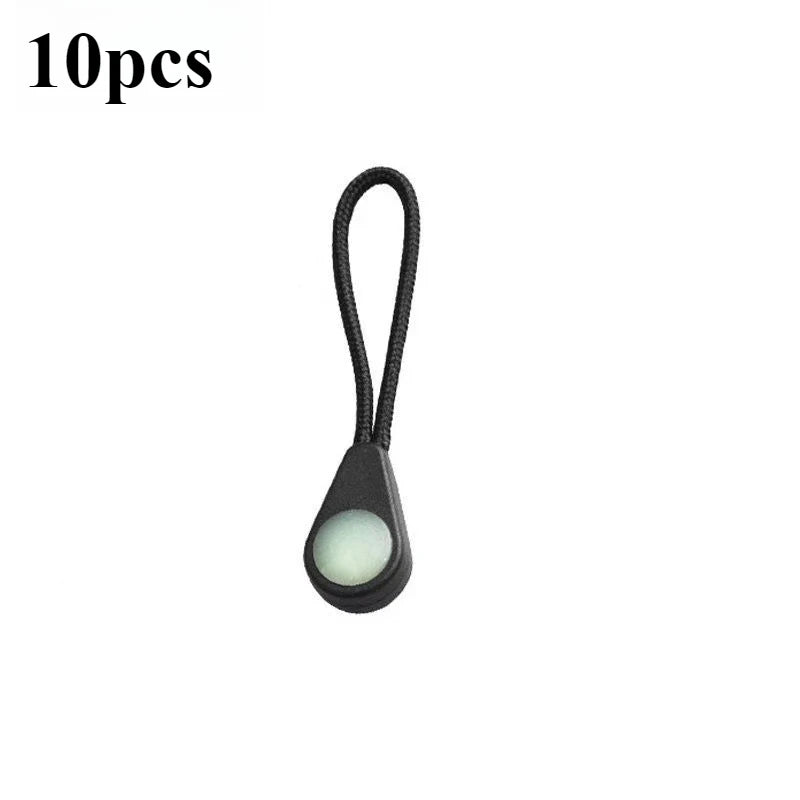 Luminous Zipper Pulls for Camping & Hiking — 5/10 Pack Zipper Pull Set Peaceful Pleasures Health and Wellness black-10pcs