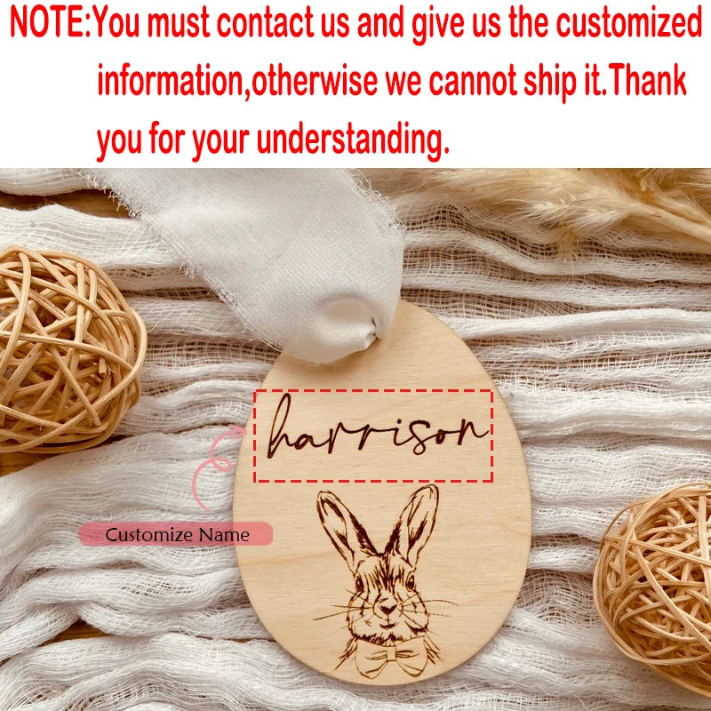 Personalized Wood Name Tag Easter Basket Kids | Egg Hunt Easter Basket Accessory Peaceful Pleasures Health and Wellness custom A 6CM 1pcs