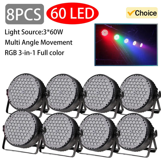 60*3W Professional Disco light DMX 512 Voice Control RGB LED Ktv Bar Party DJ Decorative Stage Light Effect Projector par lamp Peaceful Pleasures Health and Wellness 60 LED 8PCS EU Plug