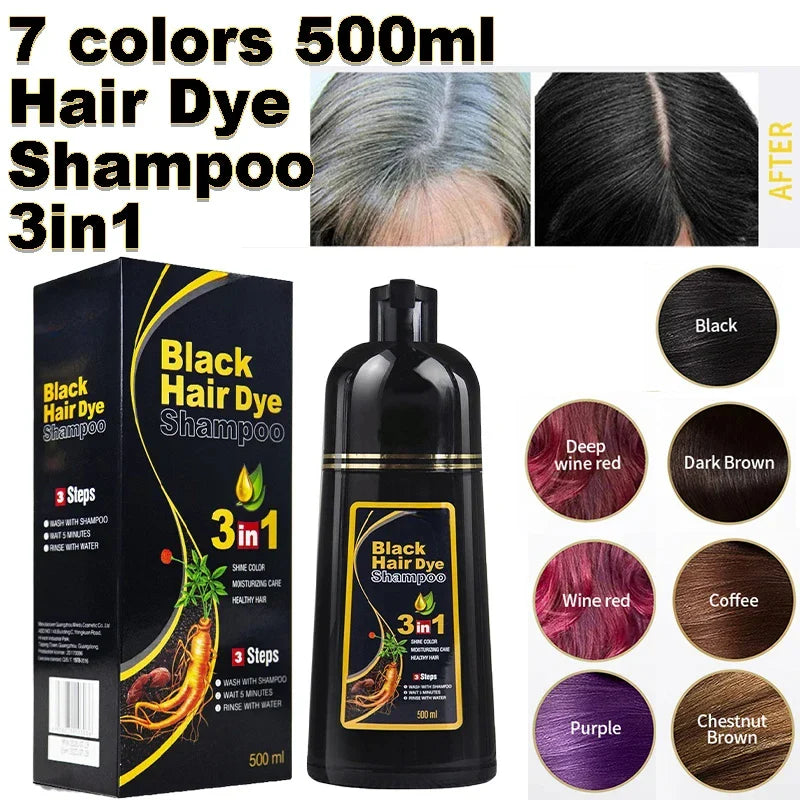Meidu 3-in-1 Herbal Hair Dye Shampoo 500ml – Men & Women