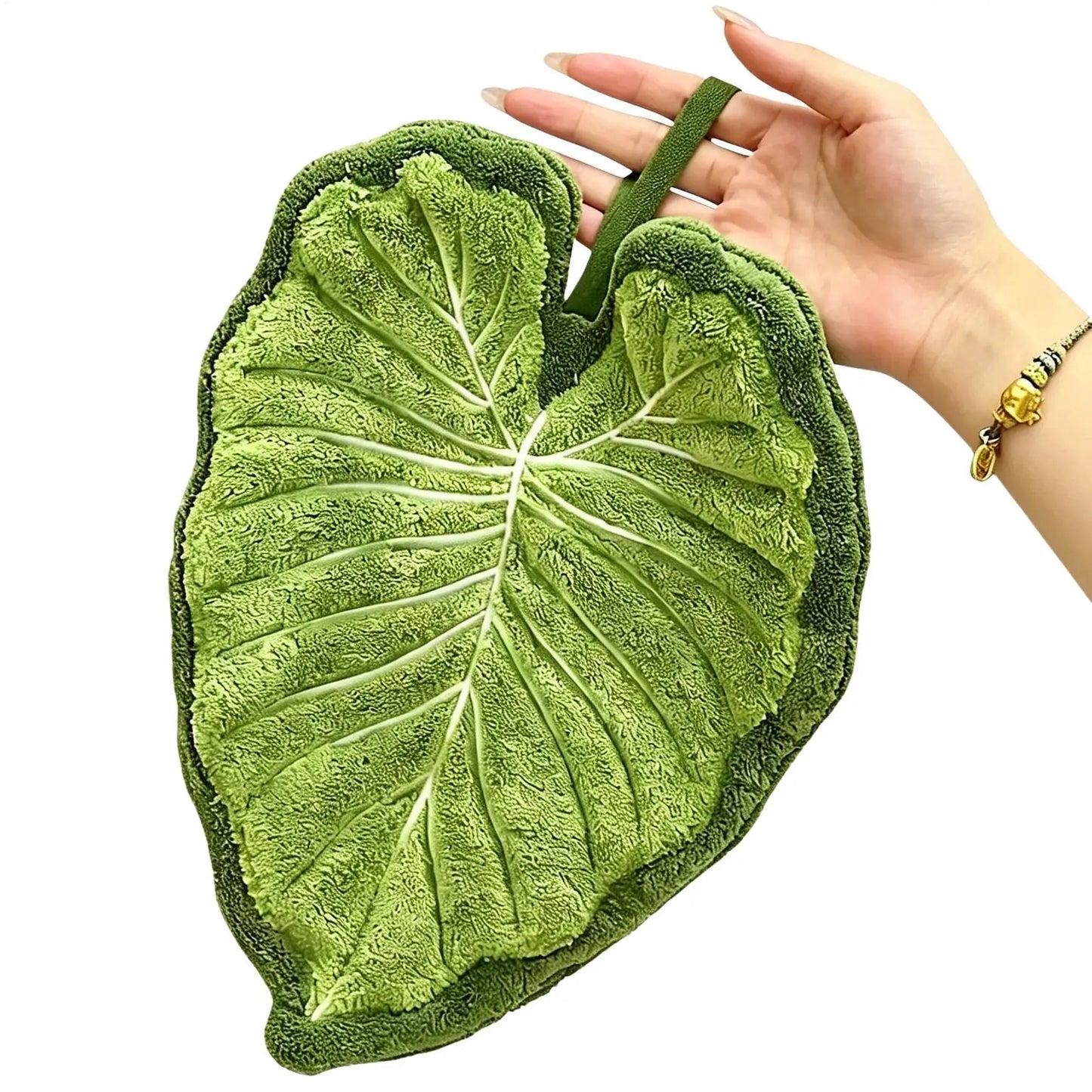 Leaves Hand Towel – Soft Absorbent Coral Fleece Bathroom Towel