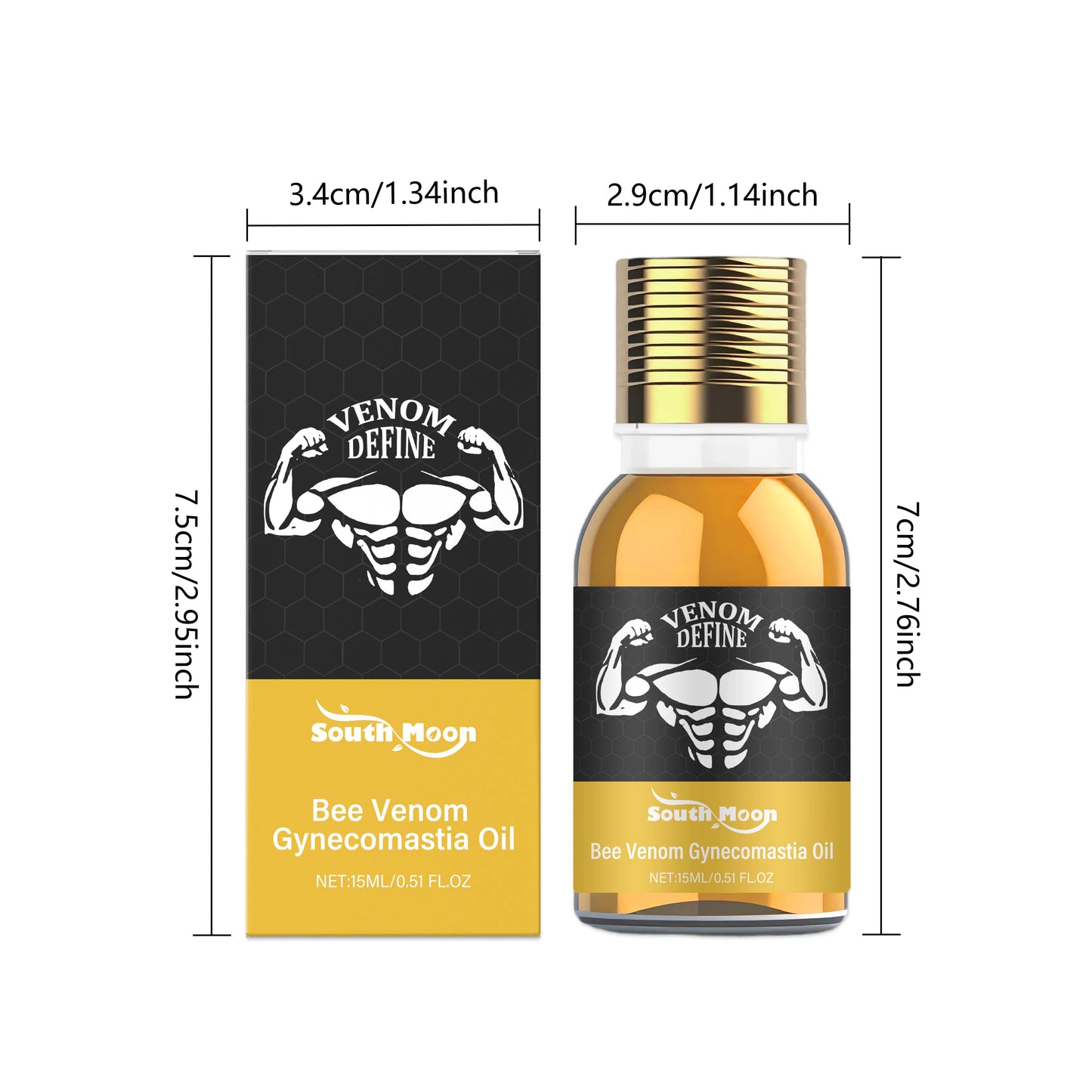 Men's Bee Venom Chest Firming Sculpting Massage Oil – 15ml Peaceful Pleasures Health and Wellness 15ml Boxed