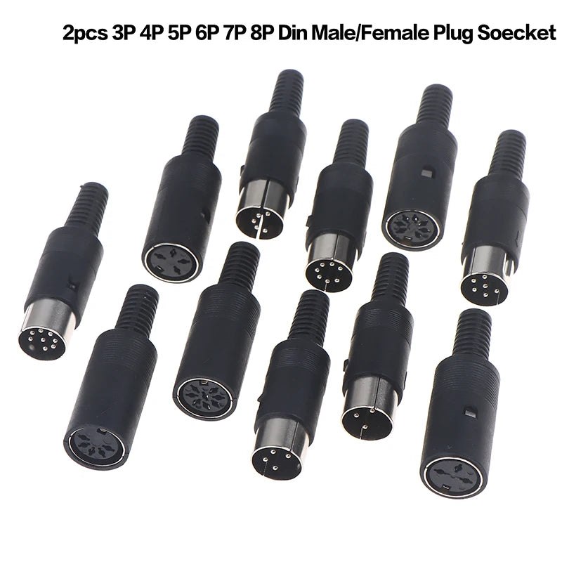 2Pcs/pack 3P 4P 5P 6P 7P 8P DIN Male/Female Plug Soecket Jack With Plastic Handle Keyboard Cable Connector Adaper Peaceful Pleasures Health and Wellness