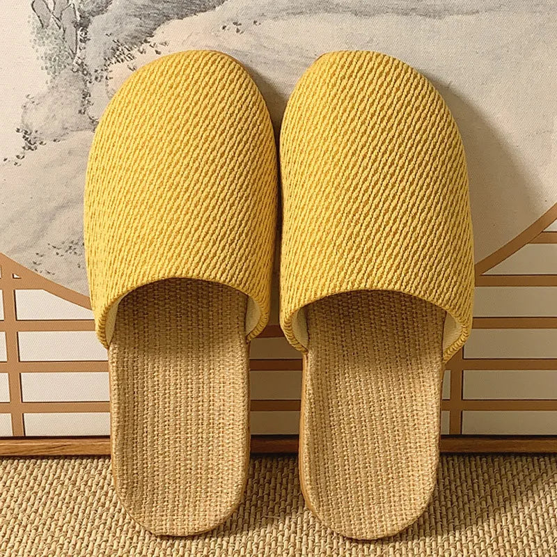 Men's Linen Slippers Non-Slip Indoor Slides Summer Sandals