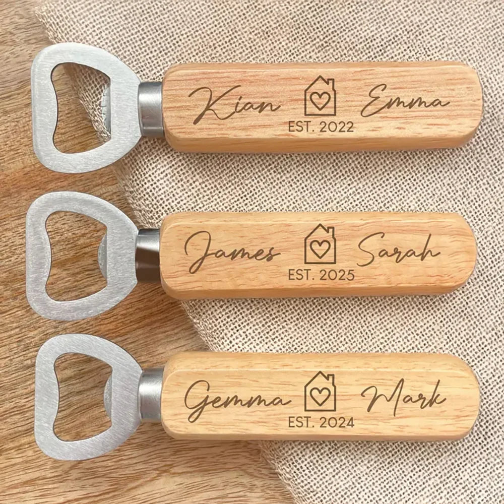 Personalized Engraved Wood Bottle Opener & Corkscrew Couple Gift Personalized Bottle Opener Peaceful Pleasures Health and Wellness