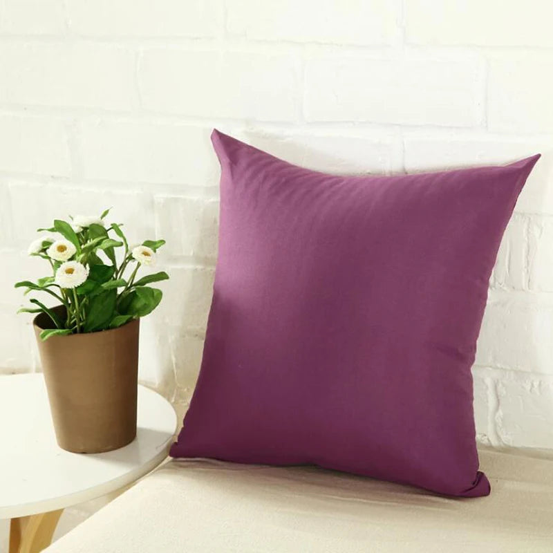 40*40cm Pillow Case Solid Color Sofa Cushion Backrest Pillowcase Family Living Room Cushion Waist Cushion Cover For Household Peaceful Pleasures Health and Wellness Deep purple 40x40cm