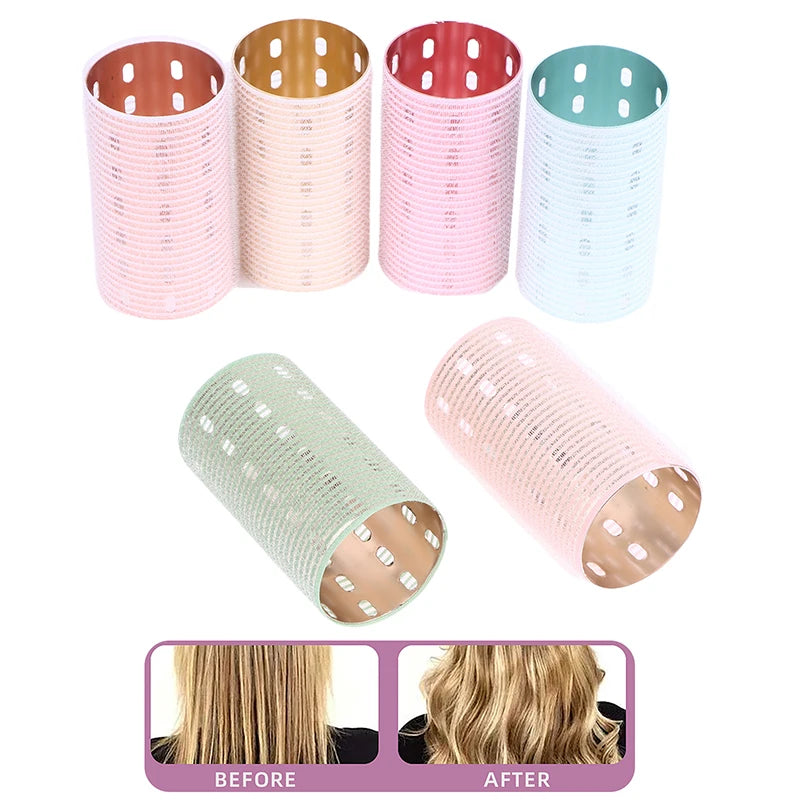 Color Aluminum Core Self-adhesive Hair Roll 5*9cm Pure Nylon Hook And Loop Roller Self Grip Styling Hot Thermal Volume Curler Peaceful Pleasures Health and Wellness