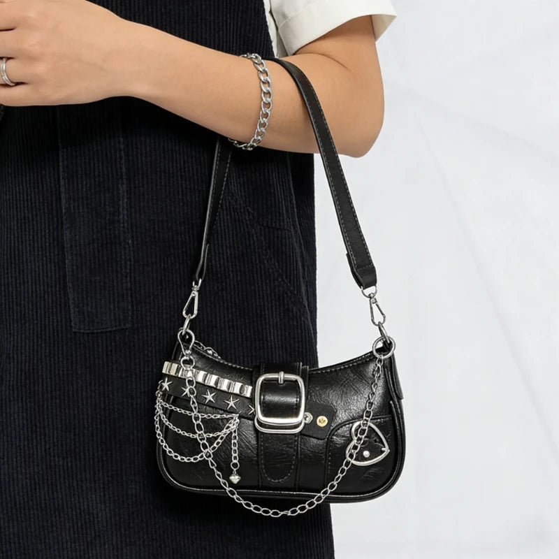 Original Sweet Spicy Bags Chain Sweet Cool Girl Niche Design Millennium Spicy Girl Crescent Underarm Bags Fashionable Versatile Peaceful Pleasures Health and Wellness