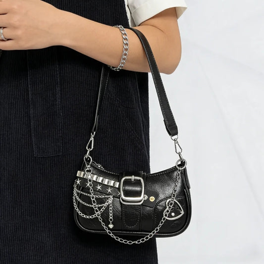 Original Sweet Spicy Bags Chain Sweet Cool Girl Niche Design Millennium Spicy Girl Crescent Underarm Bags Fashionable Versatile Peaceful Pleasures Health and Wellness
