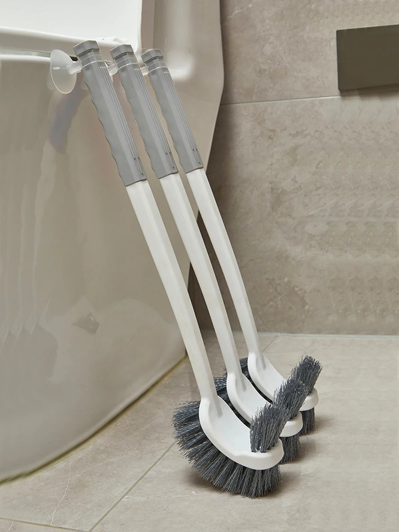 Long Handled Toilet Brush Suction Cup Type Hole Free Wall Mounted Double-Sided Elbow No Dead Corners Cleaning Squatting Sink Peaceful Pleasures Health and Wellness