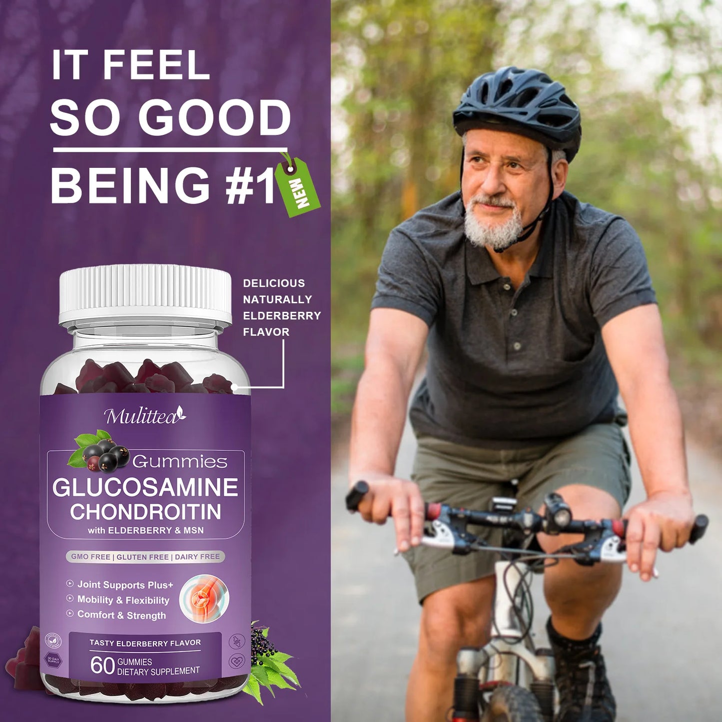 Mulittea Glucosamine & Chondroitin Gummies – Joint Support for Adults Dietary Supplement Peaceful Pleasures Health and Wellness