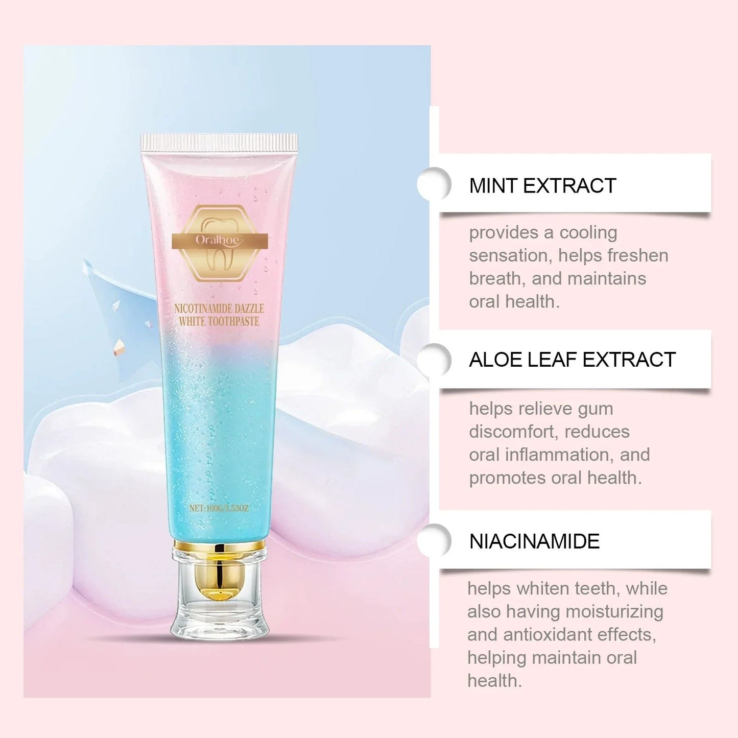 Oralhoe Nicotinamide Brightening Toothpaste – Stain Removal 100g