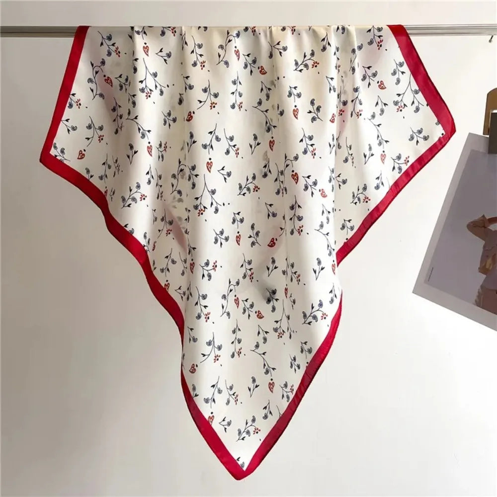 Women's Printed Square Scarf 70x70cm – Silk-Feel Shawl & Wrap