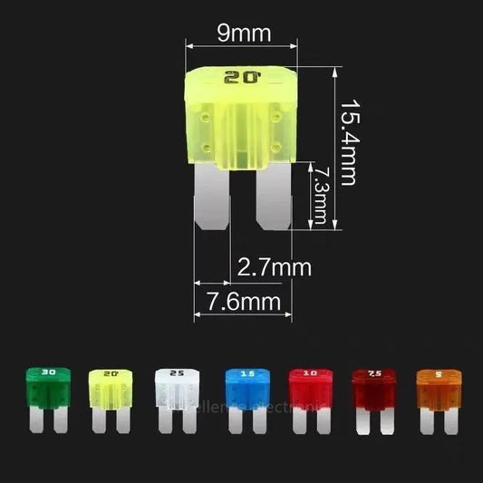 100/50/10pcs Mini M2 Car Fuse Long Foot Insert 5Amp 7.5Amp 10Amp 15A 20A 25A 30A 32V Zinc Auto Fuse Electric Peaceful Pleasures Health and Wellness 30AMP 100PCS
