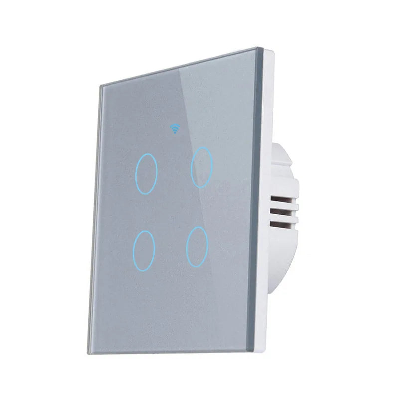 Matter Smart Wifi Wall Touch Switch No Neutral Wire Required Wireless Remote Control EU Switch For HomeKit Alexa Google Assistan Peaceful Pleasures Health and Wellness Gray 4 Gang