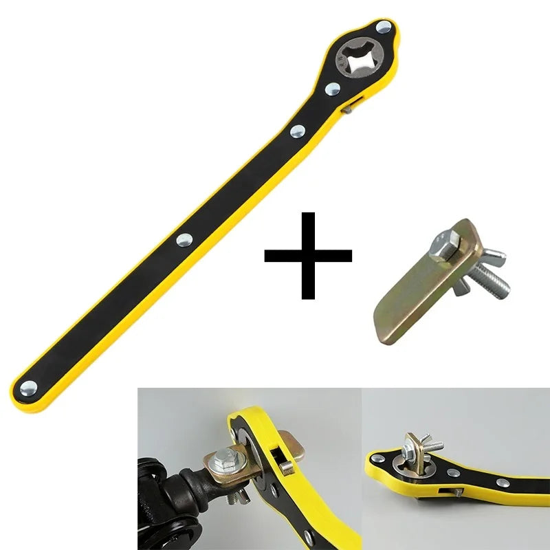 Labor-Saving Long Handle Jack Ratchet Wrench – Tire Lug Tool Peaceful Pleasures Health and Wellness 1Cross and 1 Adapte