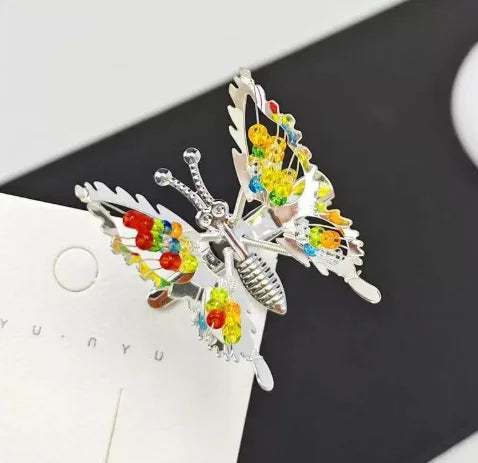 1/2pc 3D Movable Butterfly Shaped Hair Clip Metal Hollow Metallic Flying Butterfly Barrette Kit Hair Accessories silver gold Peaceful Pleasures Health and Wellness Silver 1pc