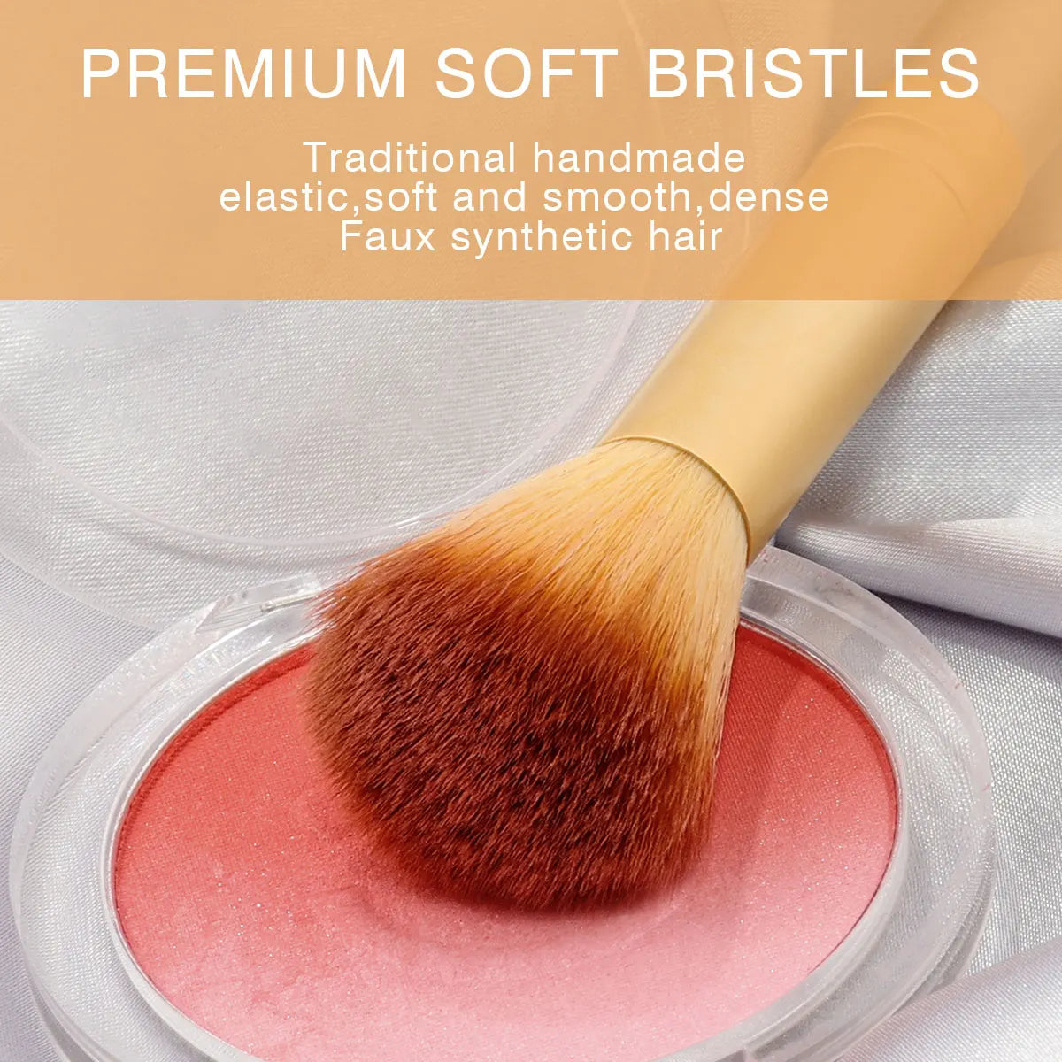 18-Piece Champagne Makeup Brush Set | Soft Fluffy Wood Handle