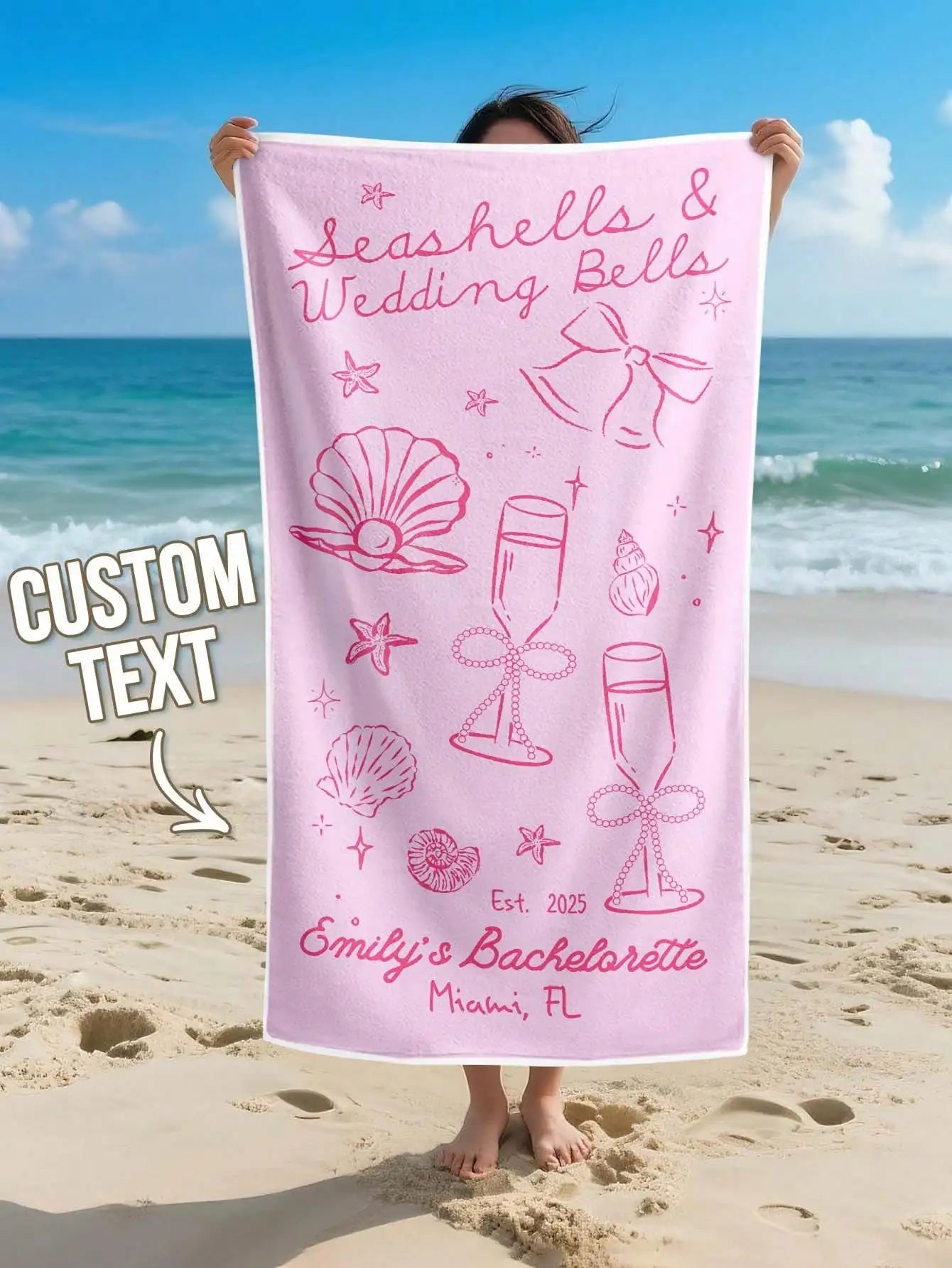 Personalized Name Beach Towel | Custom Pool & Travel Gift Personalized Beach Towel Peaceful Pleasures Health and Wellness Pink 80x130cm