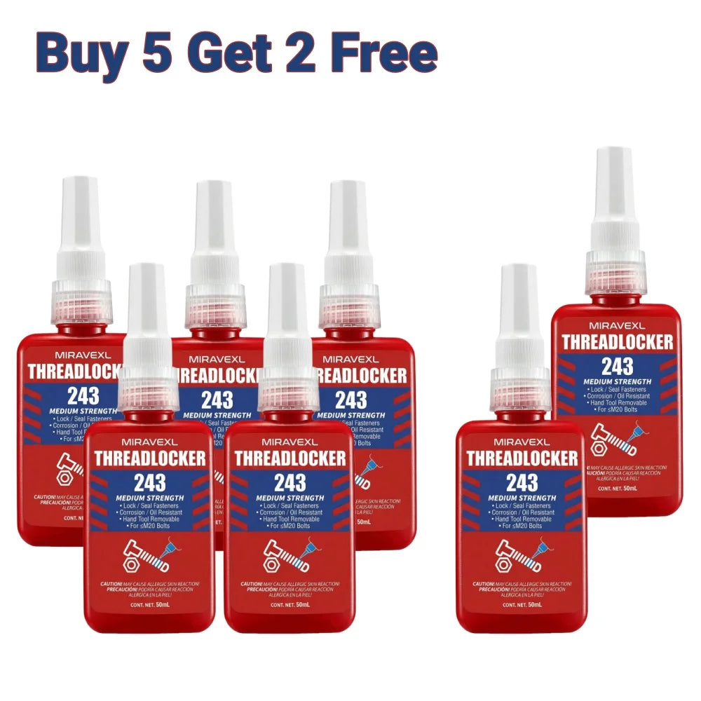 MIRAVEXL 243 Threadlocker Medium Strength Anaerobic Adhesive Antiloose Screw Glue Oil Resistant Fastener Sealant 10ml 50ml Peaceful Pleasures Health and Wellness 50ML-7PCS