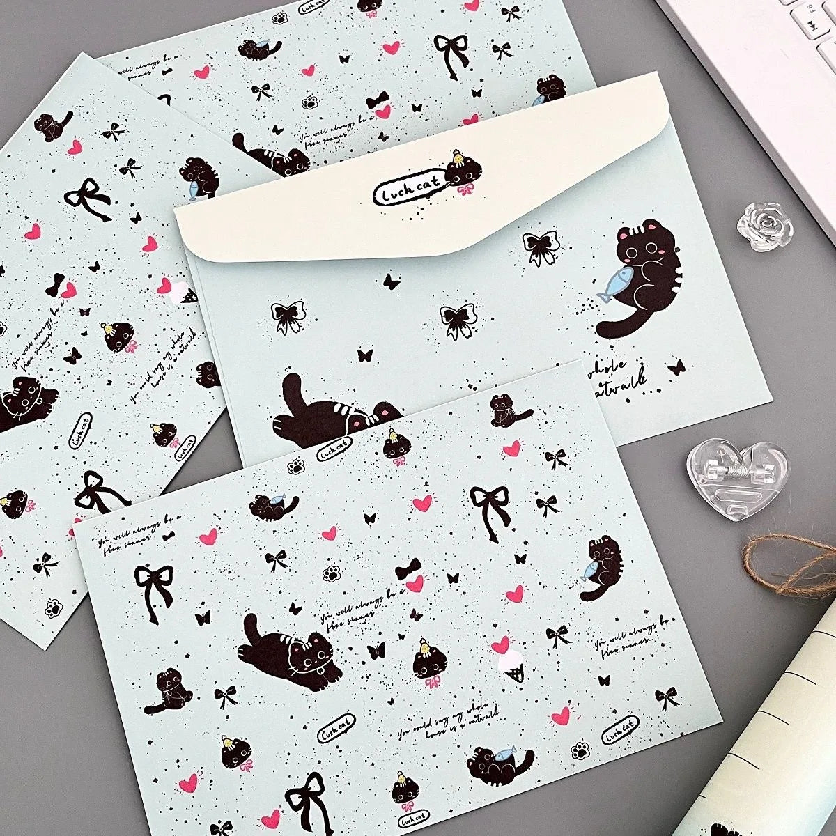Splashing Ink Love Cat Envelope Letter Paper Beauty Cute Writing