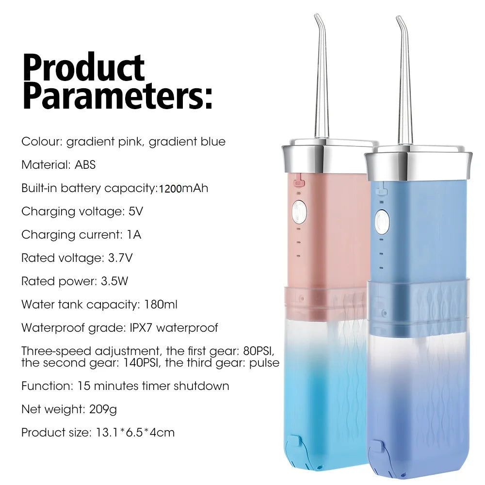 220/180ml Mini Cordless Water Flosser For Travel 3 Modes Rechargeable Oral Irrigator for Braces Sensitive Gums Daily Oral Care Peaceful Pleasures Health and Wellness
