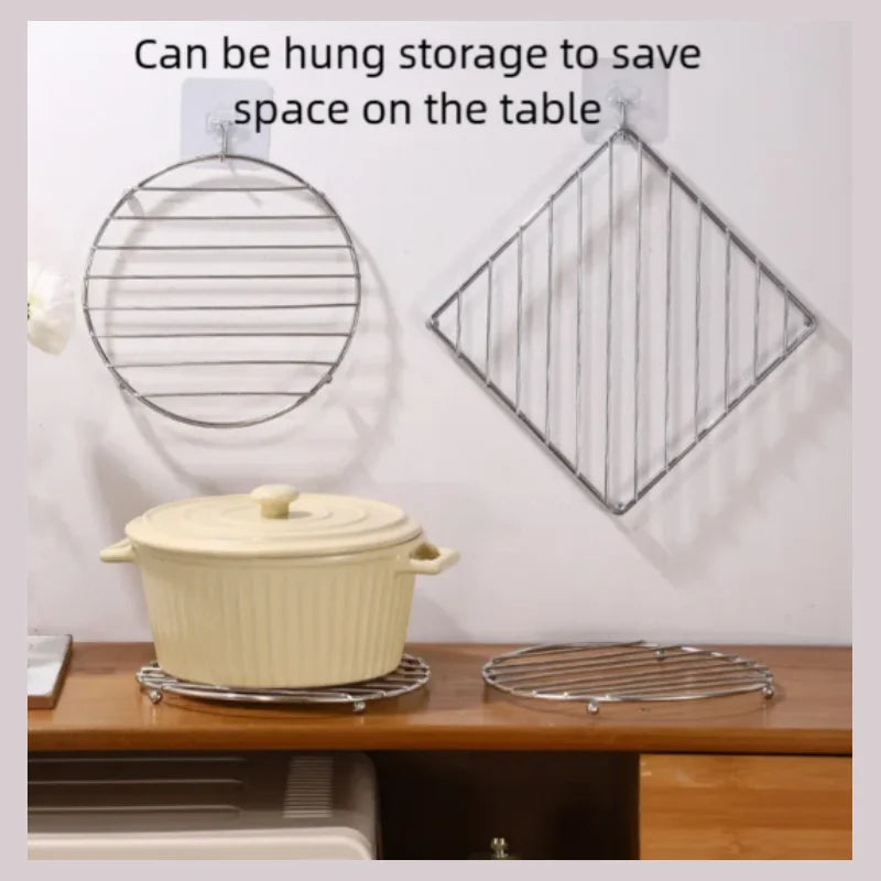 Thick Stainless Steel Pot Holder Insulation Rack, Home Kitchen Versatile Steamer Stand, Heat Resistant Bowl Dish Drying Rack Peaceful Pleasures Health and Wellness