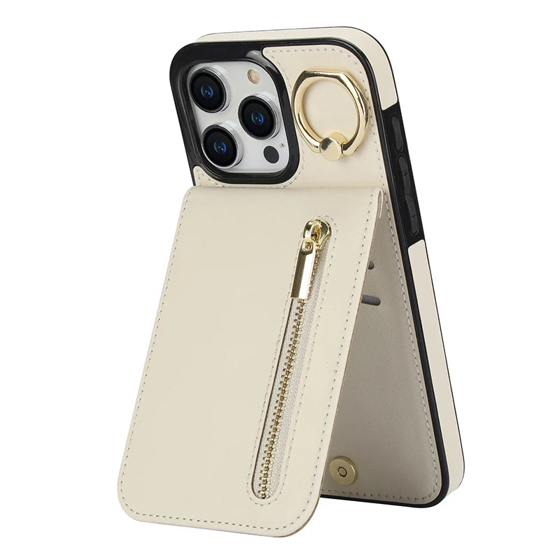 case for iphone 15 pro max with pocket for iphone magsafe card case for iphone 16 pro leather case credit cards storage wallet Peaceful Pleasures Health and Wellness Off white iPhone 15 Pro
