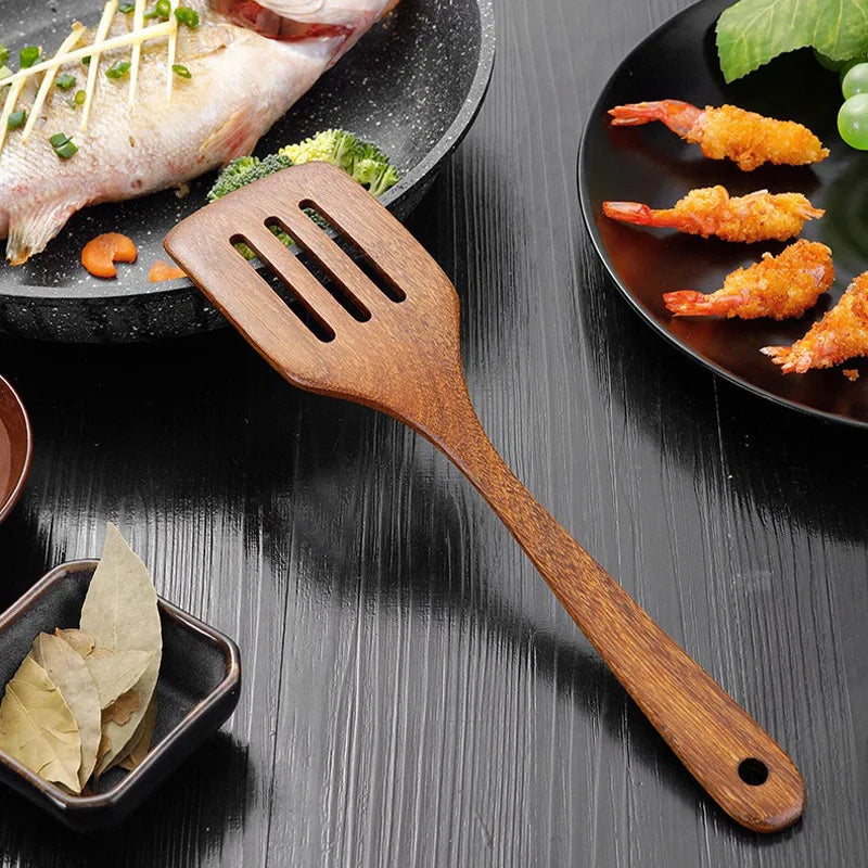 Wooden Spatula Set – Non-Stick Safe Kitchen Cooking Utensils