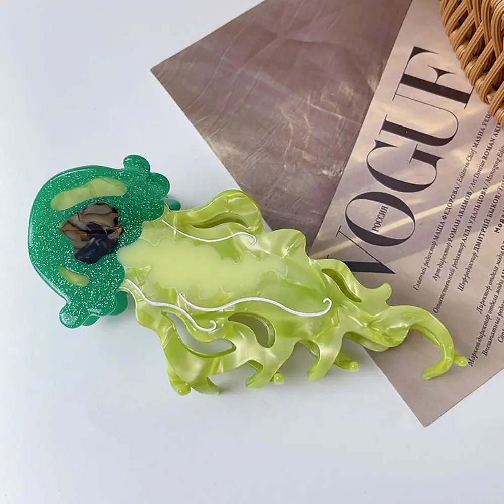 Shark & Jellyfish Acetate Hair Claw Clip – Marine Life Design
