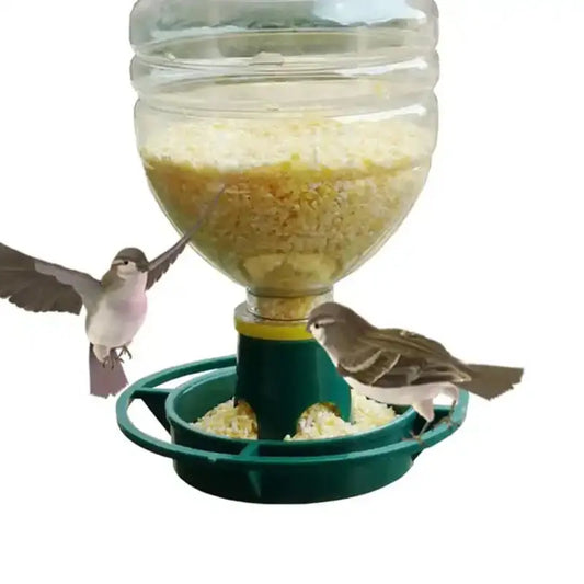 Hanging Automatic Bird Feeder Dark Green Plastic Birdfeeder Large Capacity Seed Tray Squirrel Resistant Outdoor Feeding Station Peaceful Pleasures Health and Wellness