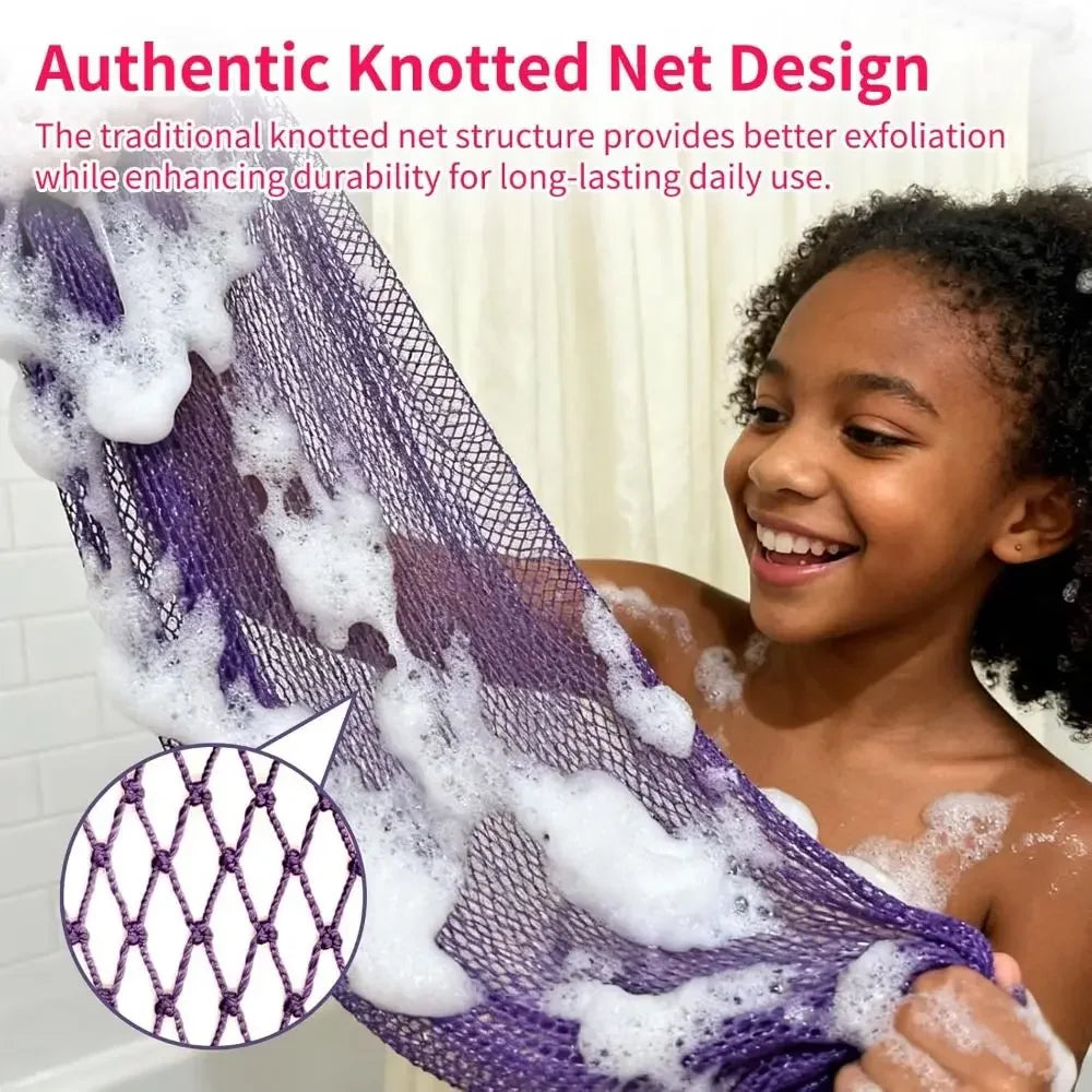 New Design Extra Long African Net Sponge Quick-Dry Easy foam Bath Net Stretchable Exfoliating Bath Sponge Peaceful Pleasures Health and Wellness