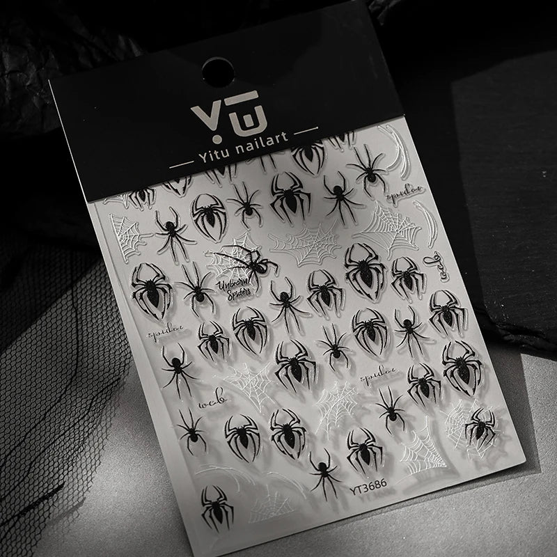 1 Sheet 3d Spider Self Adhesive Nail Art Stickers Spider Web Nail Art Decals For Manicure Decorations Peaceful Pleasures Health and Wellness