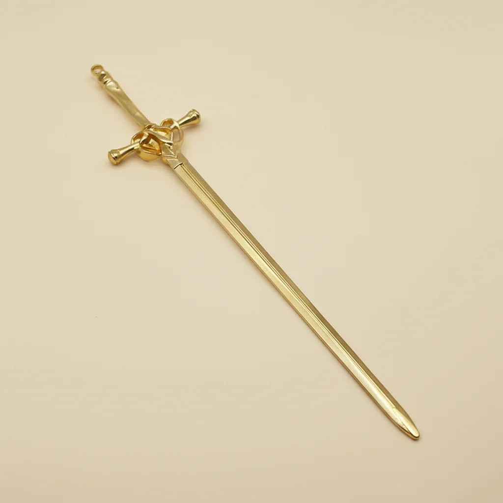 Alloy Sword Hairpin New Chinese Style Hanfu Hair Accessory Long Sword Hair Stick Peaceful Pleasures Health and Wellness