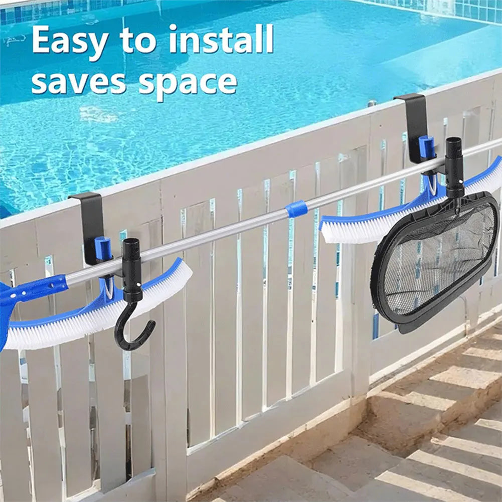 Pool Fence Hooks – Metal Tool Organizer Hangers, 2-Pack Peaceful Pleasures Health and Wellness