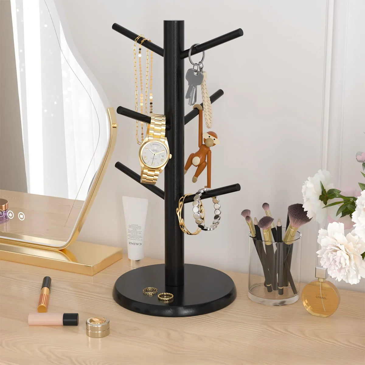 Bamboo Mug Tree Stand, Space-Saving Cup Holder, Durable, Organize Your Favorite Coffee Mugs, Perfect for Any Kitchen Countertop Peaceful Pleasures Health and Wellness