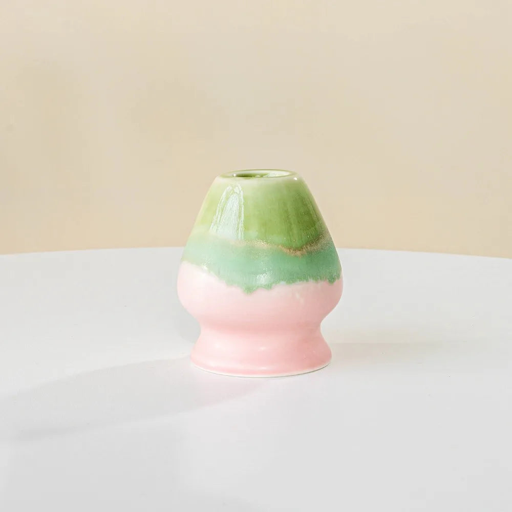 Ceramic Matcha Bowl with Pouring Spout & Whisk Holder Set