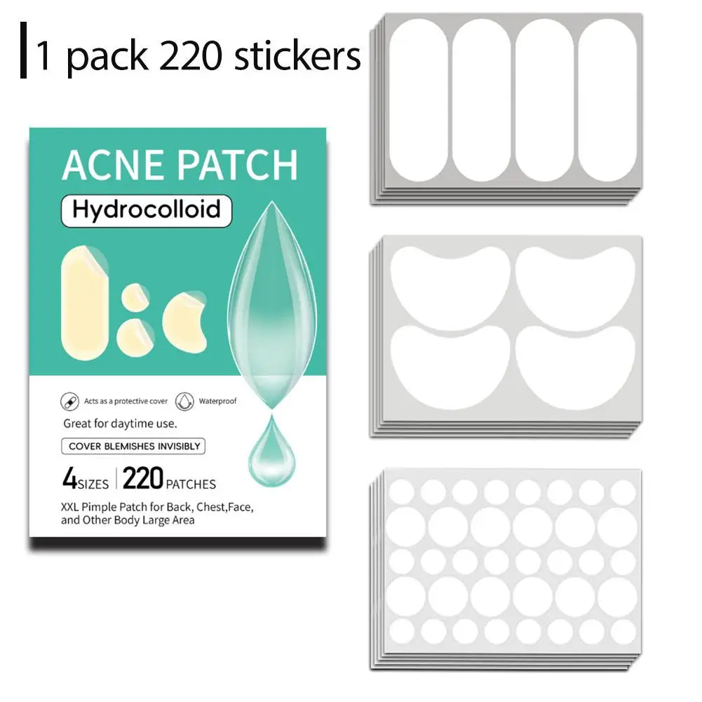 Hydrocolloid Pimple Patches – 5 Sizes, Bulk Pack Skin Care Peaceful Pleasures Health and Wellness 220pcs